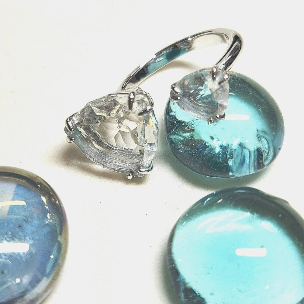 Authentic Swarovski Millenia Cocktail Ring Rhodium Finish Clear Crystals Size 6